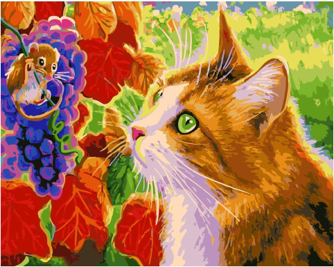 Картина по номерам Кот и мышонок на винограде, арт. GX34576