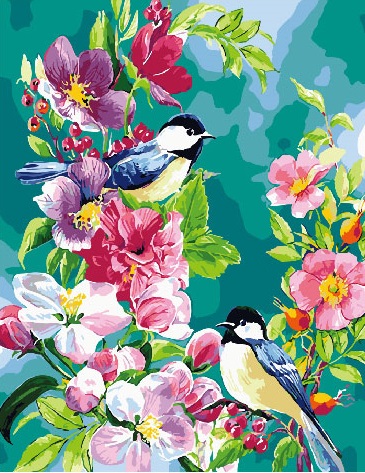 Картина по номерам Птицы в цветах, арт. GX27901
