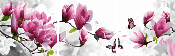 Картина по номерам Воздушные цветы (модульная), арт. PX5184