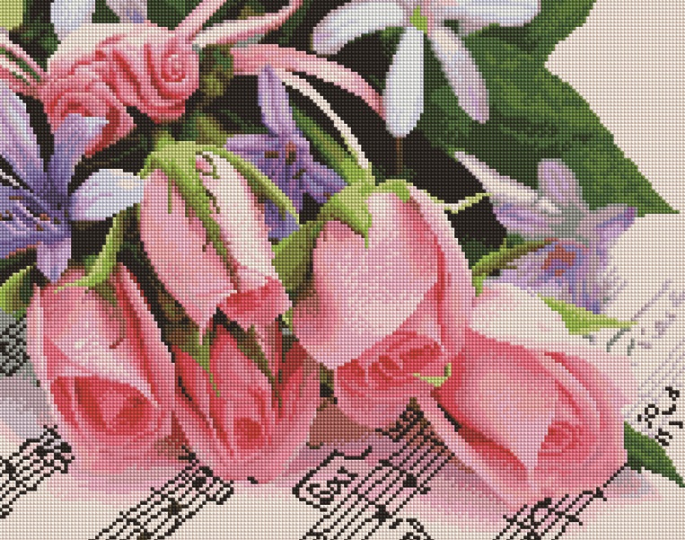 Алмазная мозаика Цветы и ноты, арт. GF1932