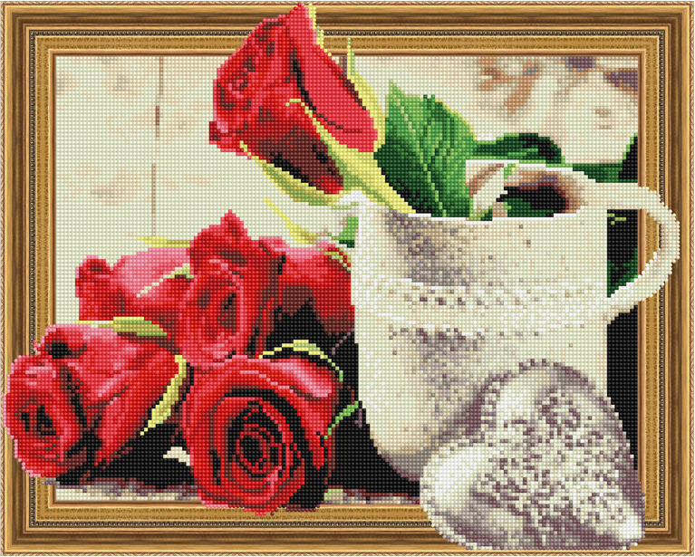 Алмазная мозаика 3D эффект Розы и медальон, арт. TSGJ1189