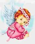 Картина по номерам Ангелок с цветочным веночком, арт. PKC41009
