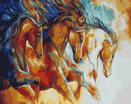 Картина по номерам Тройка ретивых лошадей, арт. GX32631 