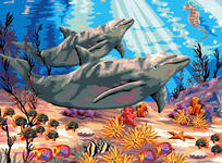 Картина по номерам Красочный мир дельфинов, арт. EX5621 