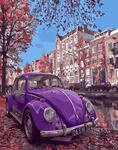 Картина по номерам Фиолетовый ретромобиль, арт. GX32848
