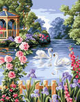 Картина по номерам Пара лебедей на пруду, арт. GX32444