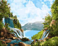 Картина по номерам Горные водопады, арт. GX31623