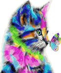 Картина по номерам Цветная бабочка и котенок, арт. GX31326