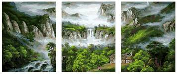 Картина по номерам Горные водопады (модульная), арт. PX5091