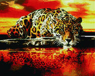 Алмазная мозаика Леопард у воды, арт. GF3668