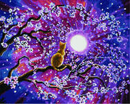 Алмазная мозаика Кот в цветах сакуры, арт. GF3521