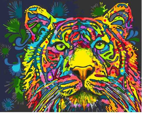 Картина по номерам Разноцветный тигр, арт. GX34578