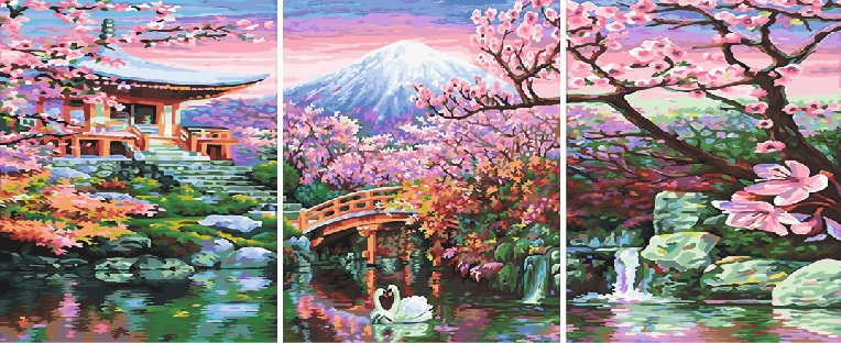 Картина по номерам Цветущая вишня (модульная), арт. PX5227
