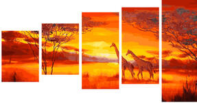 Картина по номерам Жирафы на закате (модульная), арт. WX1049 