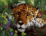 Картина по номерам Леопард среди цветов, арт. GX32661