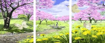 Картина по номерам Весенний сад (модульная), арт. PX5111