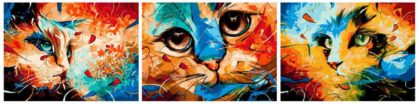 Картина по номерам Разноцветные коты (модульная), арт. PX5193