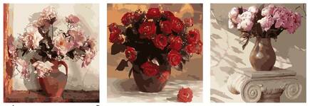 Картина по номерам Розы в вазах (модульная), арт. PX5087